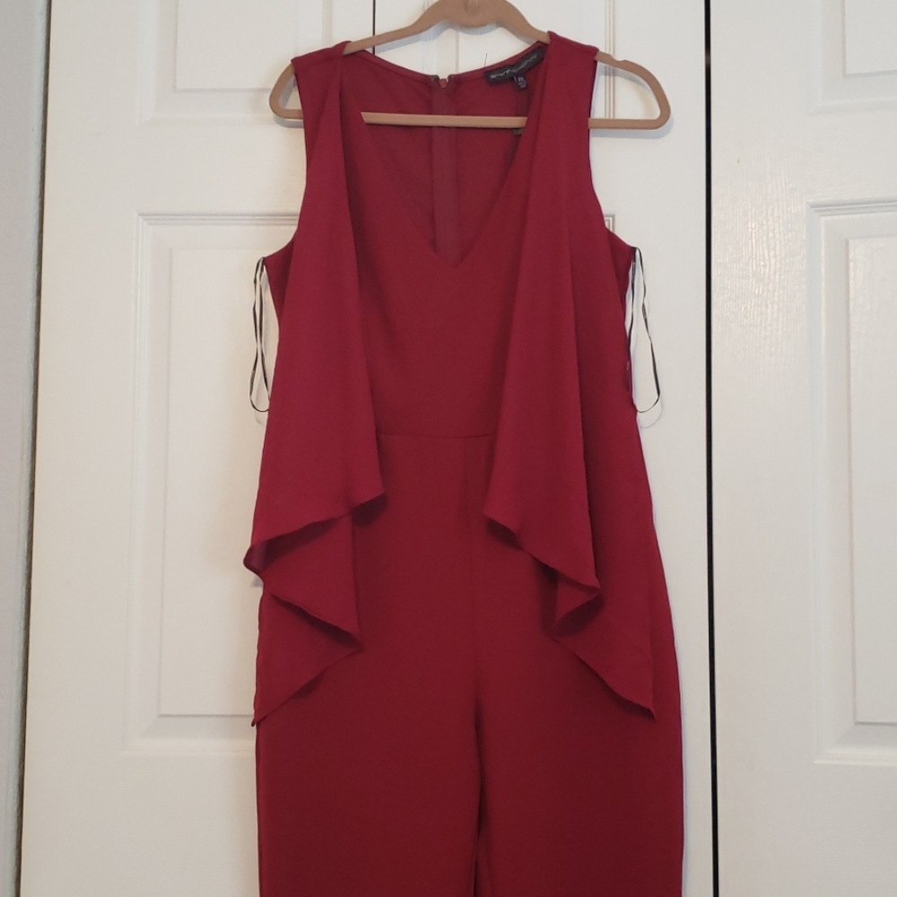 Burgundy v-neck jumpsuit 2x